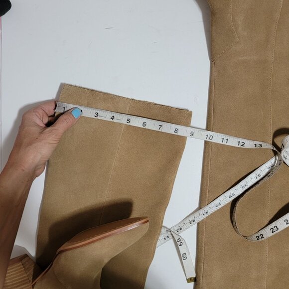 NEW Vince Camuto Sewinny Boots Womens 8.5 Over The Knee Tan Suede Chic - Picture 11 of 13